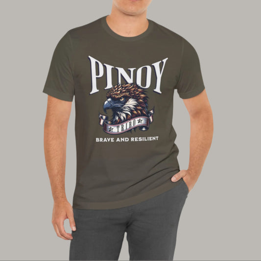 Pinoy Tribo Eagle Graphic Tee featuring a fierce Philippine Eagle with a ‘Tribo’ banner, symbolizing Filipino bravery and resilience in a bold heritage-inspired design.