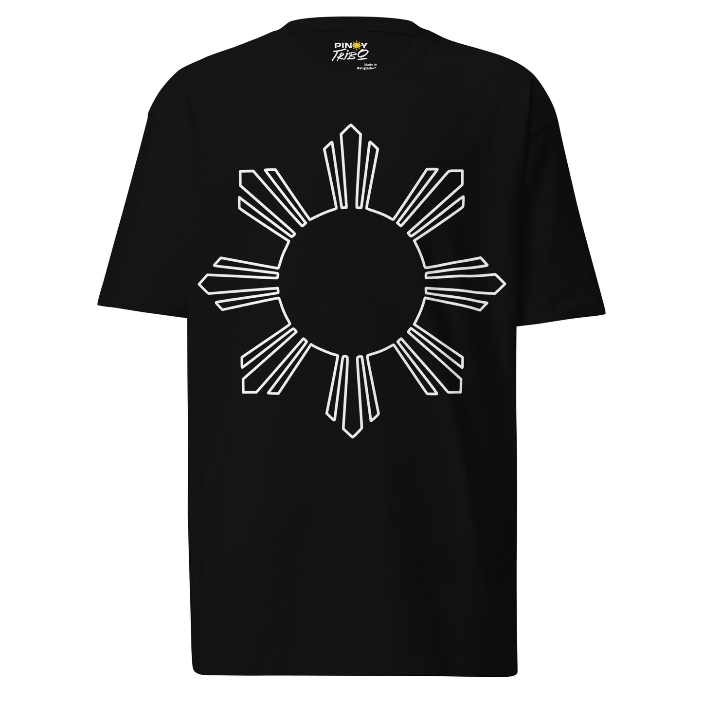 Filipino Sun Streetwear Graphic Tee featuring a minimalist outline of the iconic Philippine sun, symbolizing Filipino heritage and pride.