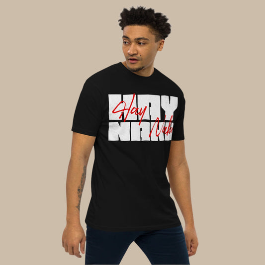 Hay Naku Filipino Streetwear Graphic Tee featuring a bold block-style white typography with red script overlay, inspired by popular Pinoy expressions.