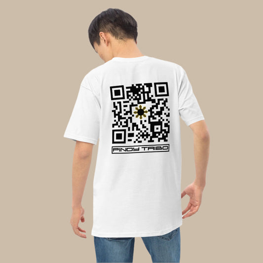 Pilipinas Brave and Resilient Filipino Streetwear Graphic Tee featuring a bold lion front design with intricate details and a QR code-inspired back print, symbolizing Filipino pride and resilience.