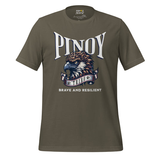 Pinoy Tribo Eagle Graphic Tee featuring a fierce Philippine Eagle with a ‘Tribo’ banner, symbolizing Filipino bravery and resilience in a bold heritage-inspired design.