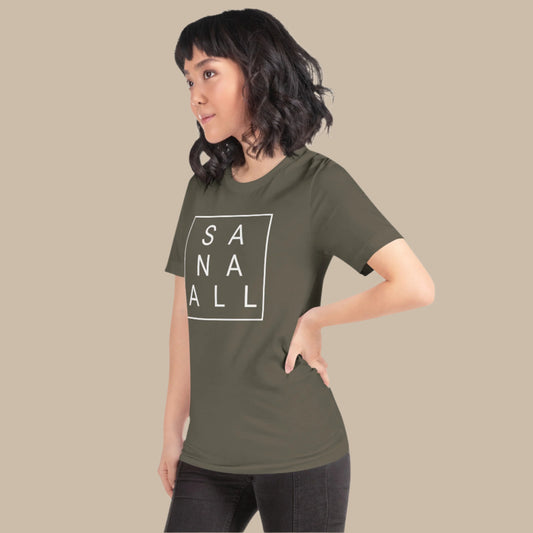 Sana All boxed minimalist graphic t-shirt featuring a clean and modern typography design, inspired by Filipino culture and Pinoy humor.