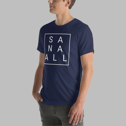 Sana All boxed minimalist graphic t-shirt featuring a clean and modern typography design, inspired by Filipino culture and Pinoy humor.