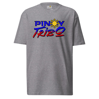 Pinoy Tribo Tricolor Logo design featuring bold blue, red, and yellow elements inspired by the Philippine flag on a black background, perfect for Filipino streetwear and cultural representation.