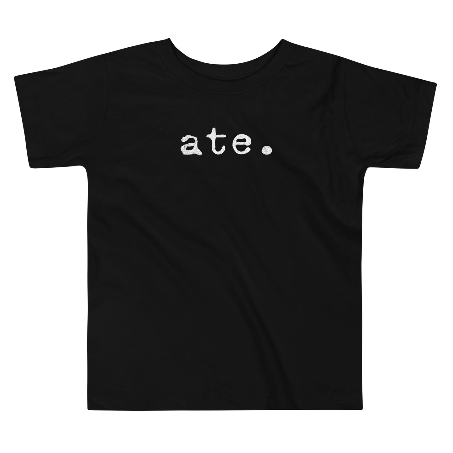 Toddler tee featuring bold text that reads “ate” in a vintage typewriter-style font, representing Filipino culture and identity.