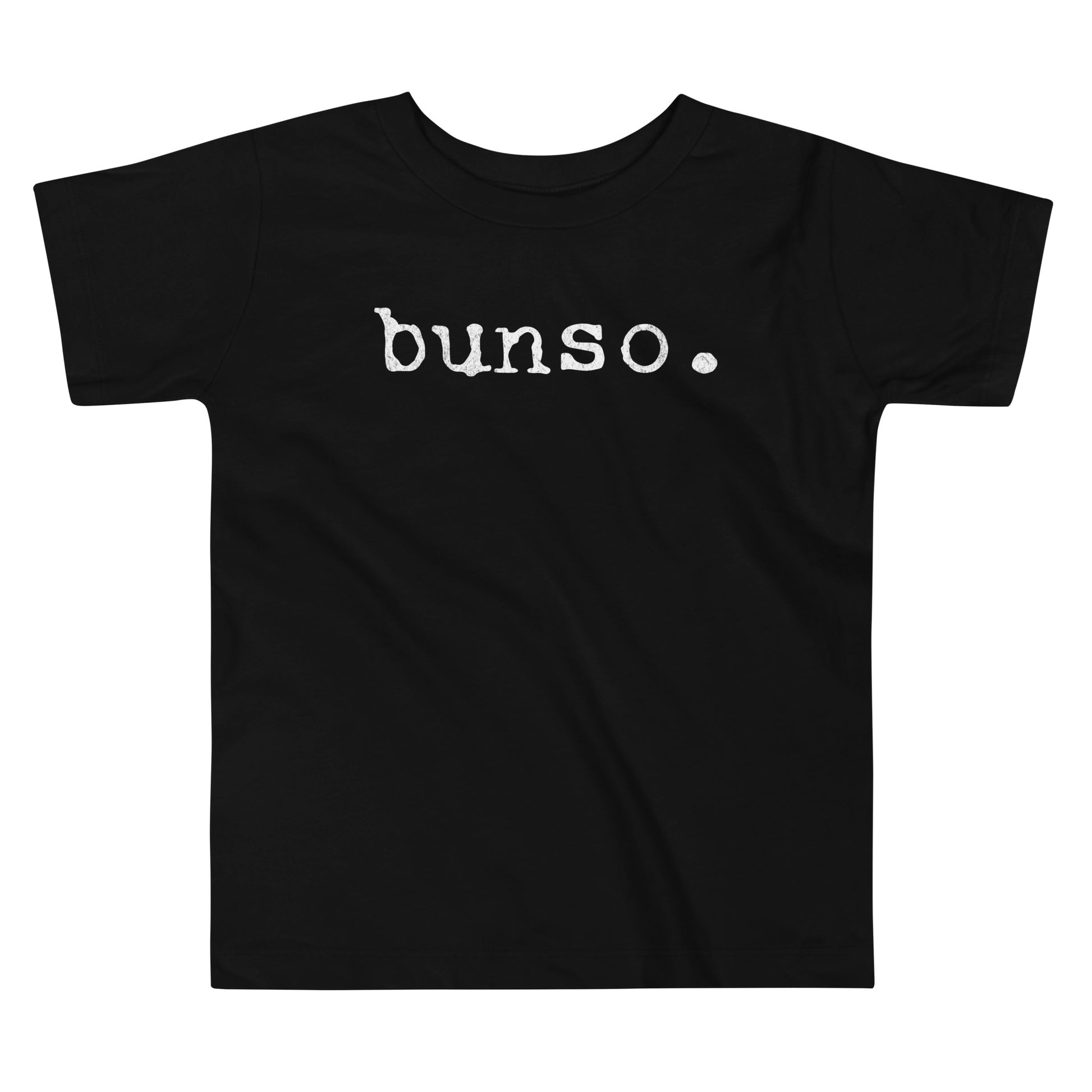 Toddler tee with white typewriter-style text that reads “bunso.” representing the Filipino term for the youngest sibling.