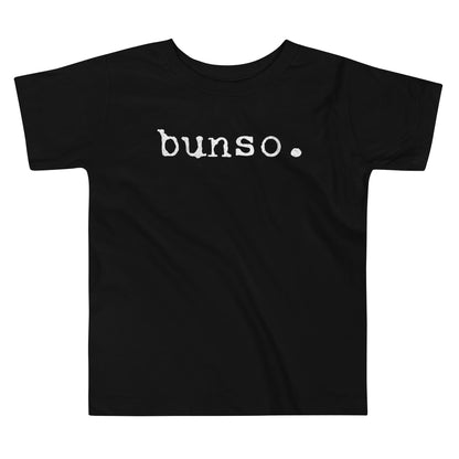 Toddler tee with white typewriter-style text that reads “bunso.” representing the Filipino term for the youngest sibling.