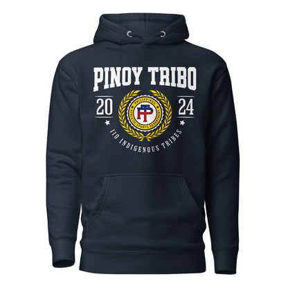 Pullover hoodie with bold "PINOY TRIBO 2024" design and Filipino tribal seal emblem honoring 110 indigenous tribes