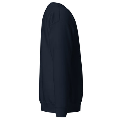 Crewneck sweatshirt with vertical "PINOY TRIBO" text and Filipino sun on sleeve, Baybayin character design on left chest