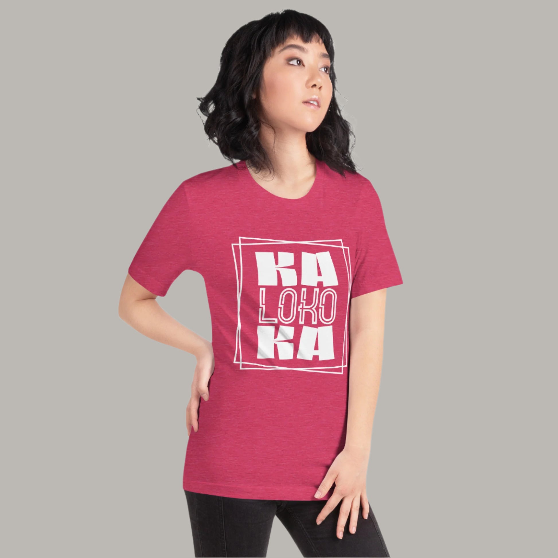 T-shirt featuring 'Kaloka Ka' in bold geometric text with a layered frame design, part of PINOY TRIBO™'s Filipino-inspired apparel collection.