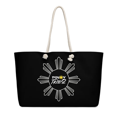 Weekender bag featuring a sunburst design with the Pinoy Tribo logo and rope handles, inspired by Filipino pride and culture.