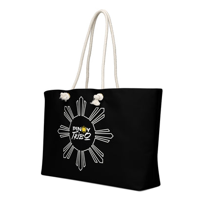 Weekender bag featuring a sunburst design with the Pinoy Tribo logo and rope handles, inspired by Filipino pride and culture.